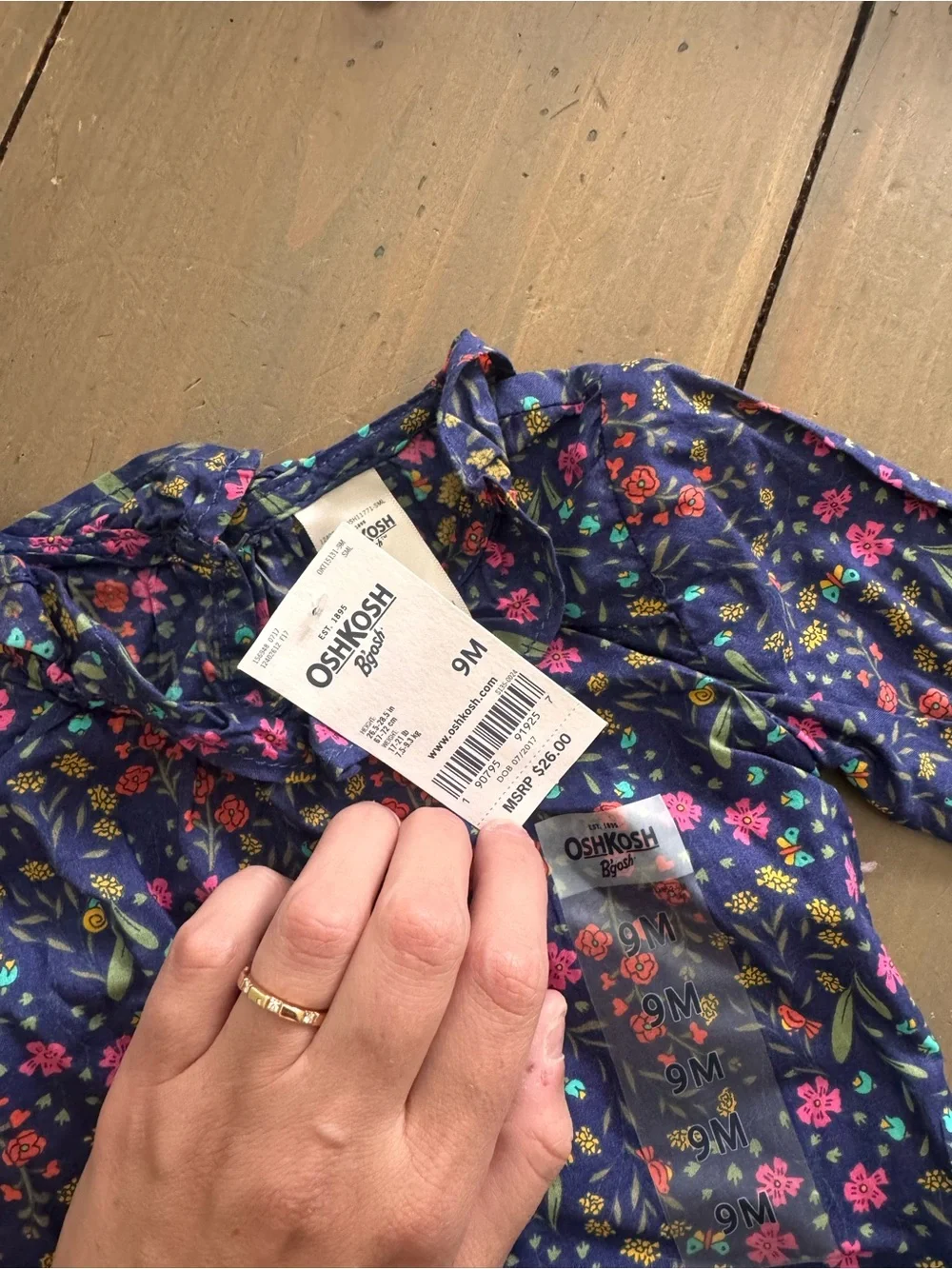 OshKosh B'gosh Navy Floral Ruffle Neck Baby Top